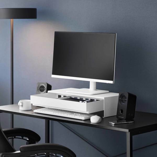 Yamazaki Home Monitor Stand with Drawer Desk Organizer