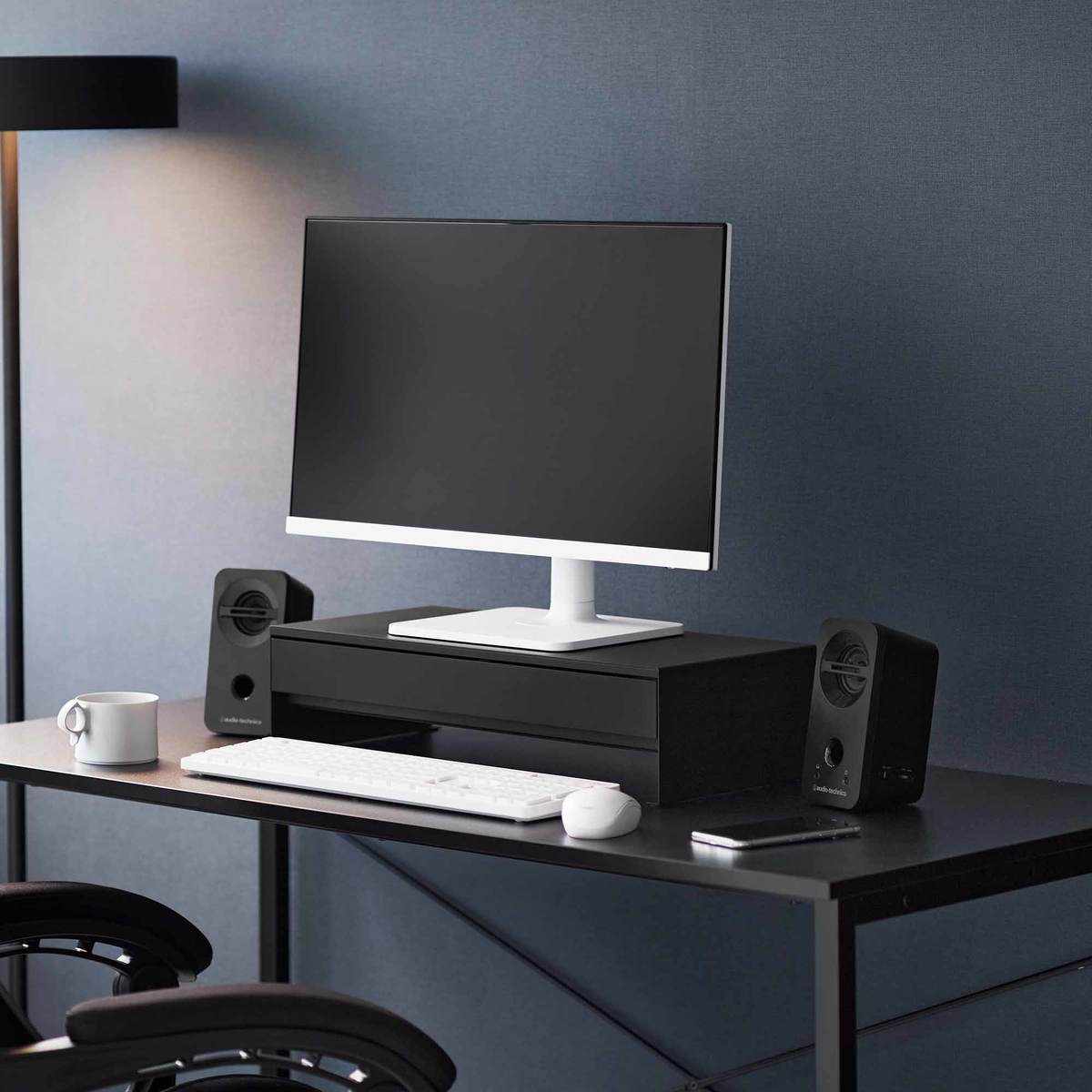 Yamazaki Home Monitor Stand with Drawer Desk Organizer - Image 9 of 14