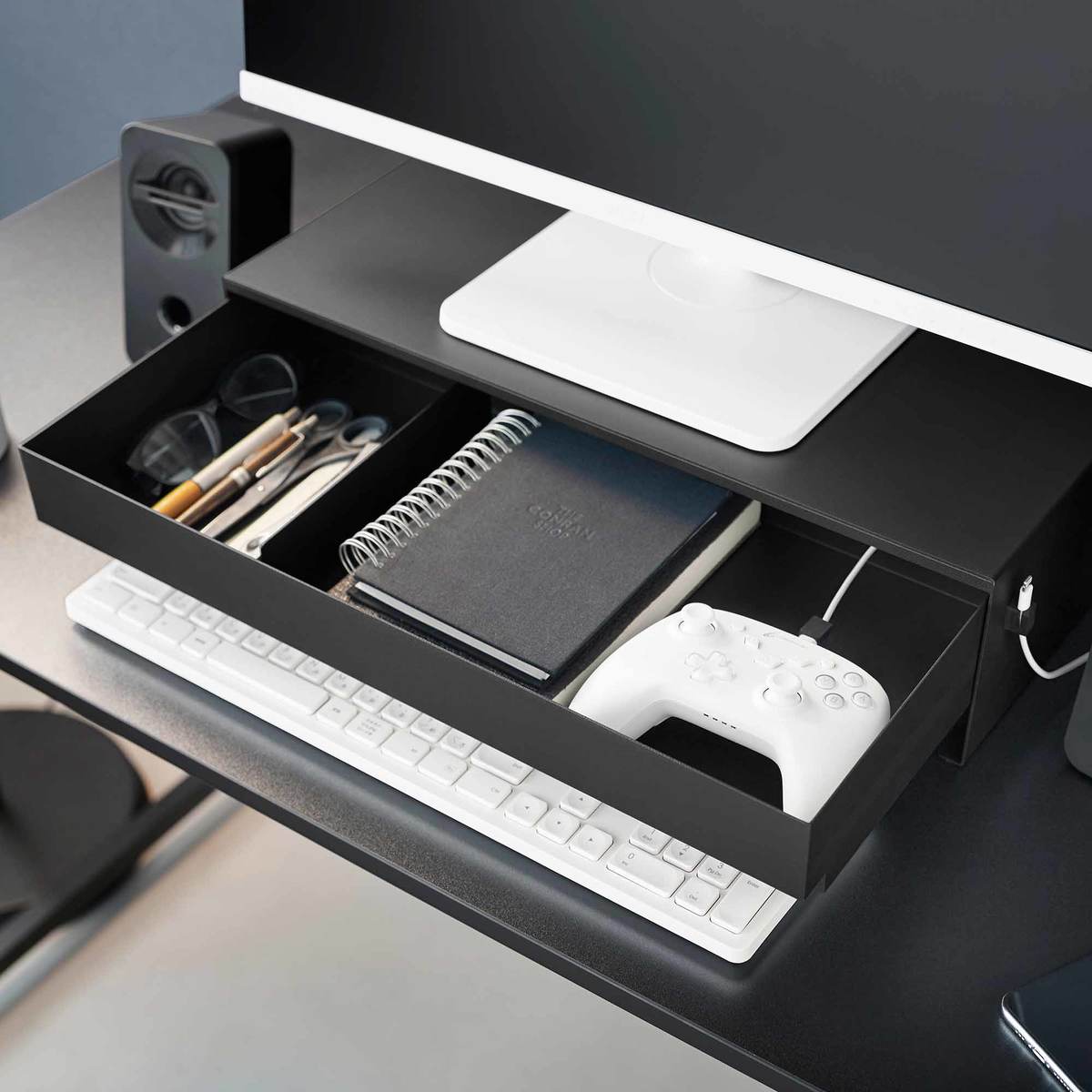 Yamazaki Home Monitor Stand with Drawer Desk Organizer - Image 10 of 14