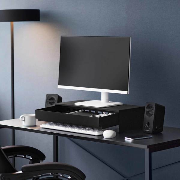 Yamazaki Home Monitor Stand with Drawer Desk Organizer