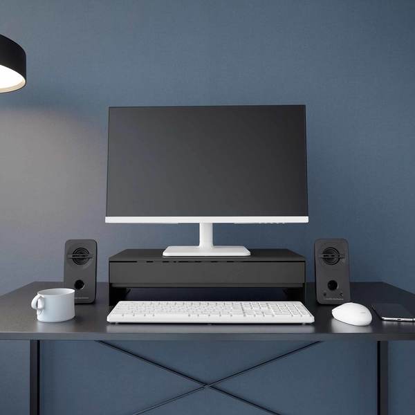 Yamazaki Home Monitor Stand with Drawer Desk Organizer