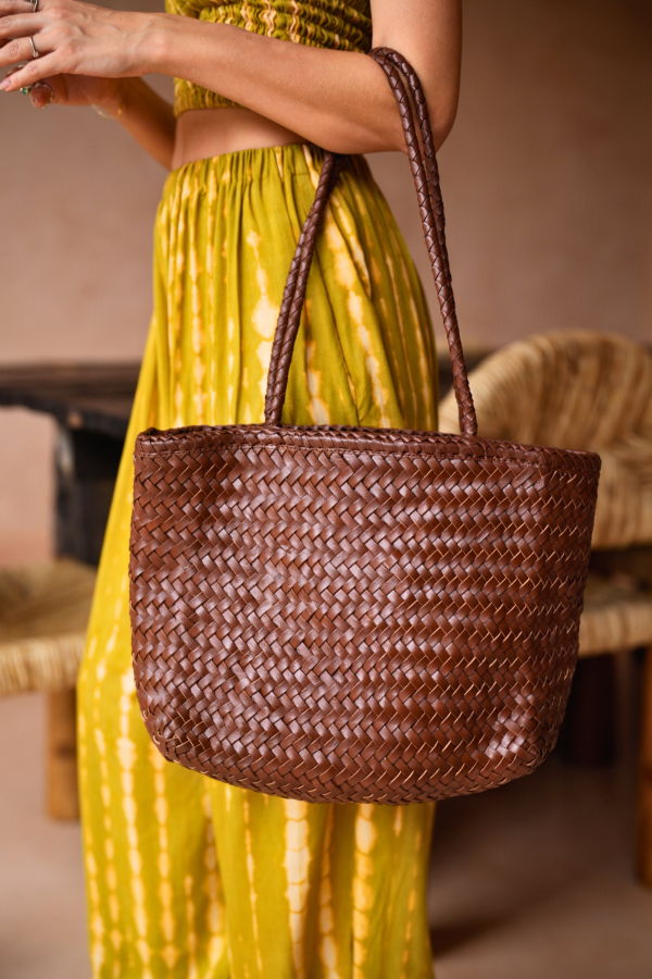 Pink Haley Garcia Artisan Handwoven Leather Tote