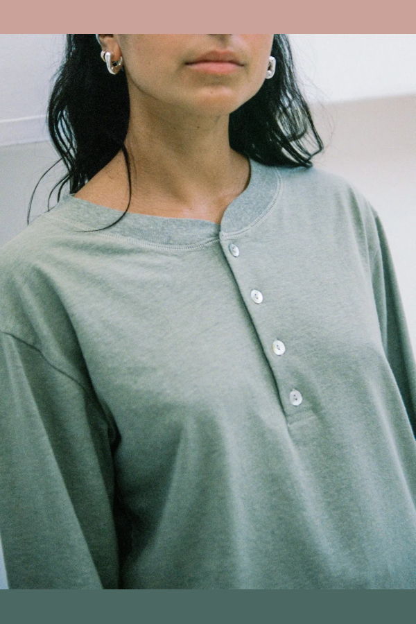 Merge Bay Hemp Henley Top - Sage