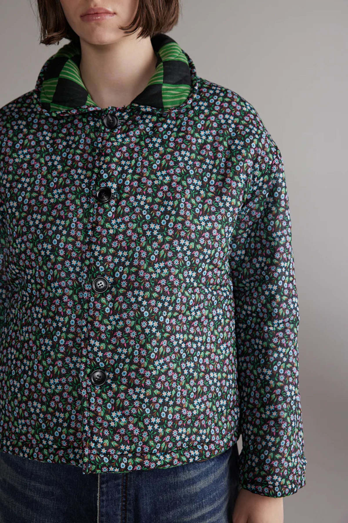 amente Round Collar Reversible Quilt Jacket - Image 6 of 6