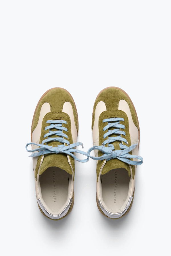 Freda Salvador Jackie in Wasabi Suede Combo Sandals