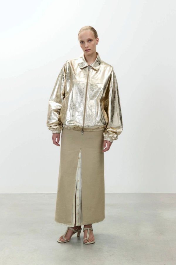 Alysi Linen Midi Skirt - Khaki