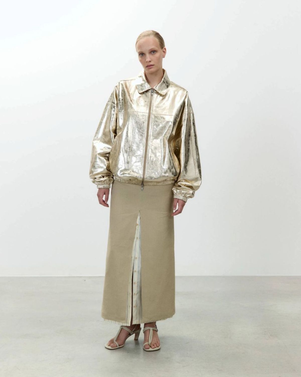 Alysi Linen Midi Skirt - Khaki - Image 1 of 6