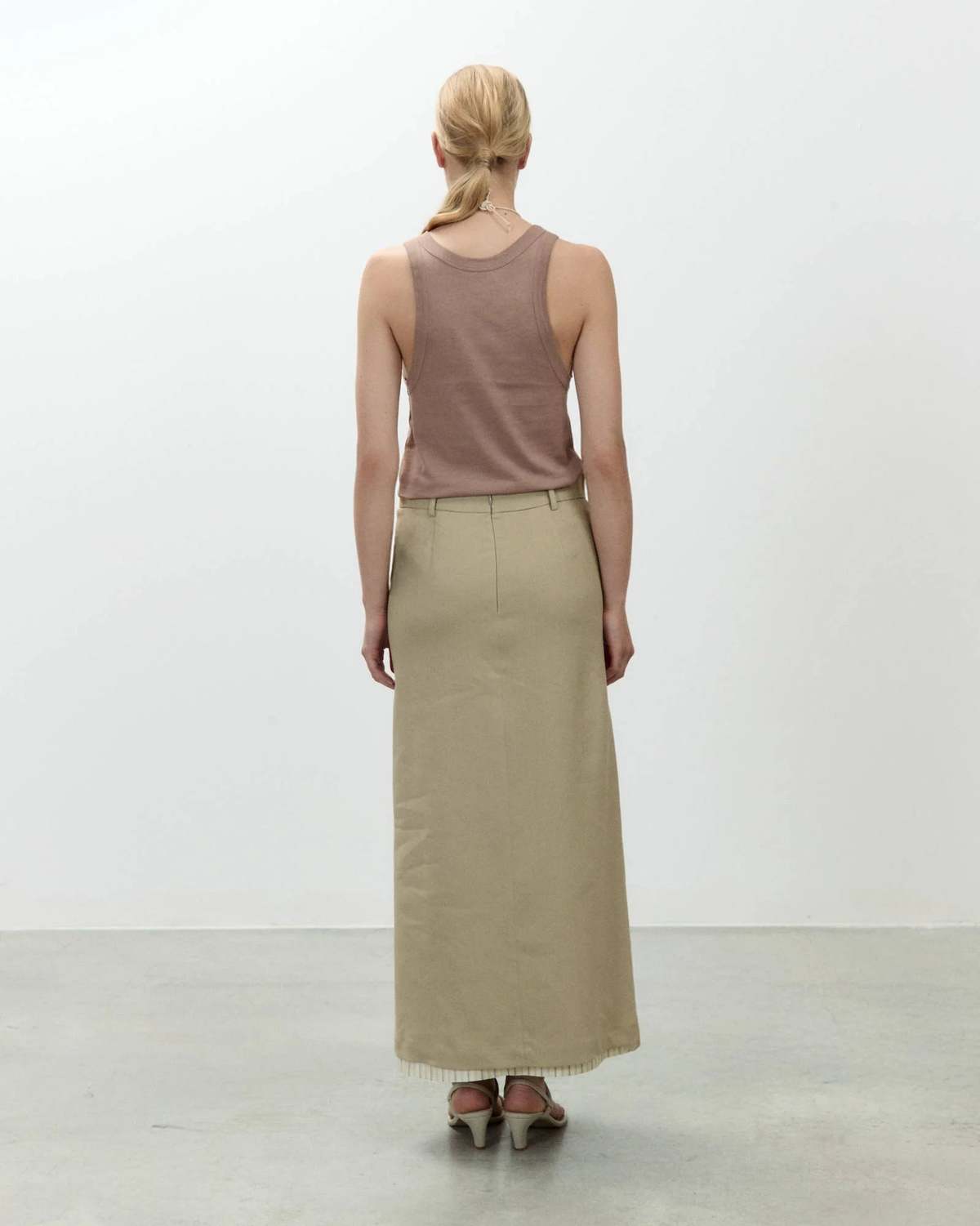 Alysi Linen Midi Skirt - Khaki - Image 3 of 6