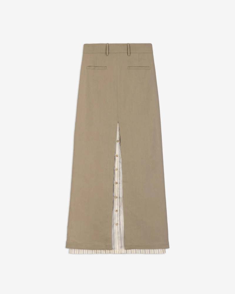 Alysi Linen Midi Skirt - Khaki