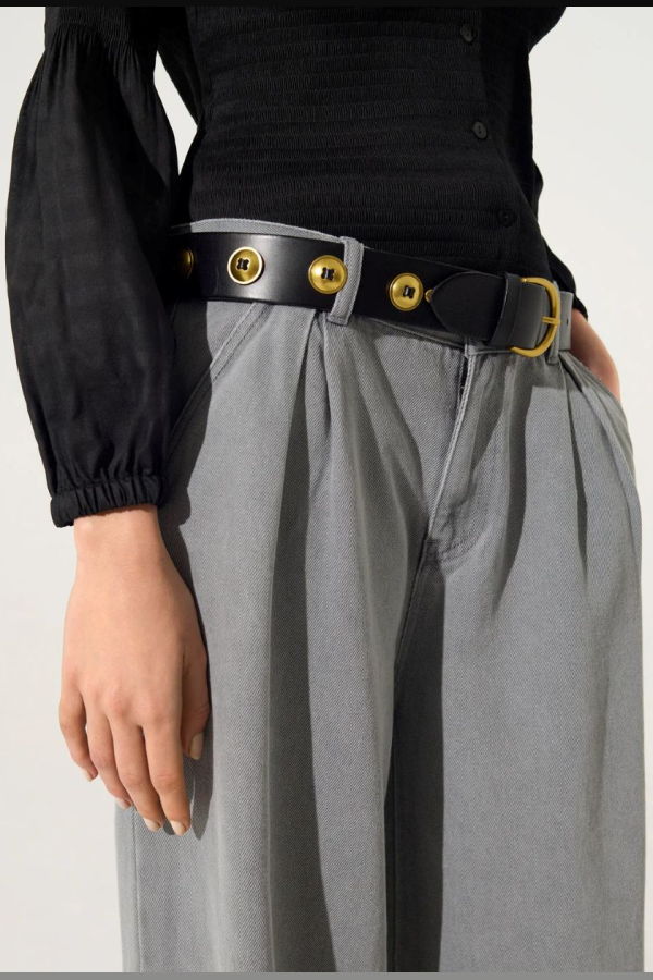 Cotélac Leather Belt With Cabochons