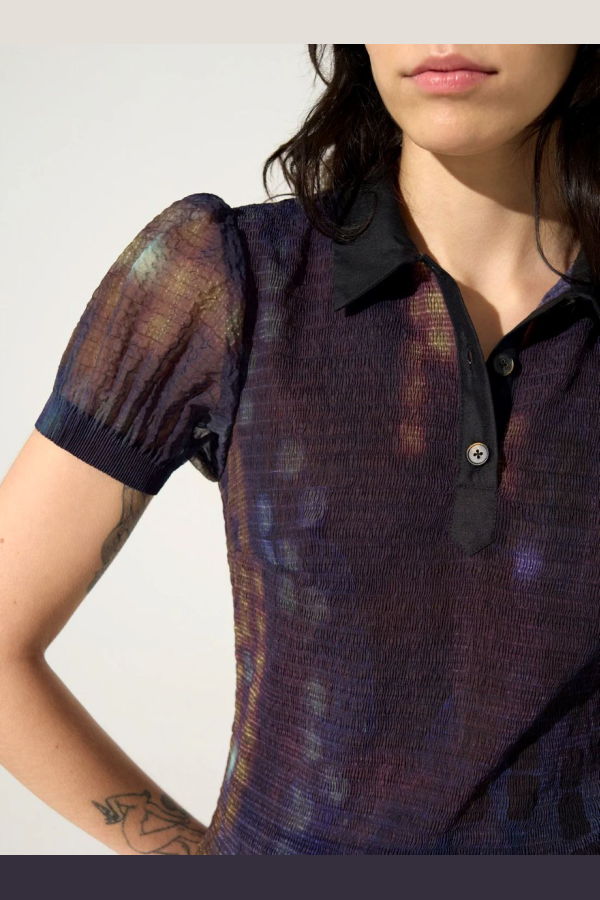 Cotélac Pleated Polo Shirt Top