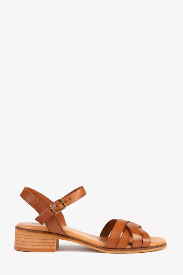 PENELOPE CHILVERS Heeled Shepherdess Leather Sandal - Tan