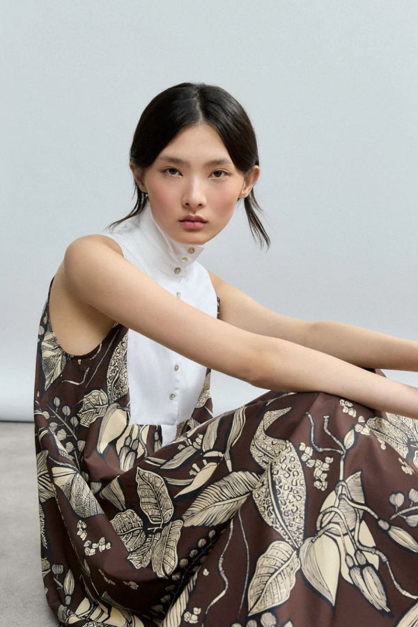 Psophia Retro Bloomleaf Sleeveless Yoke Dress