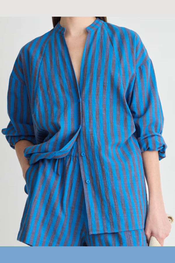 Apiece Apart Gustava Button Up Shirt - Blue Pond