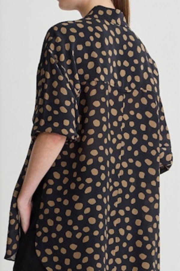 Apiece Apart Isolde Button Down Shirt - Black & Camel