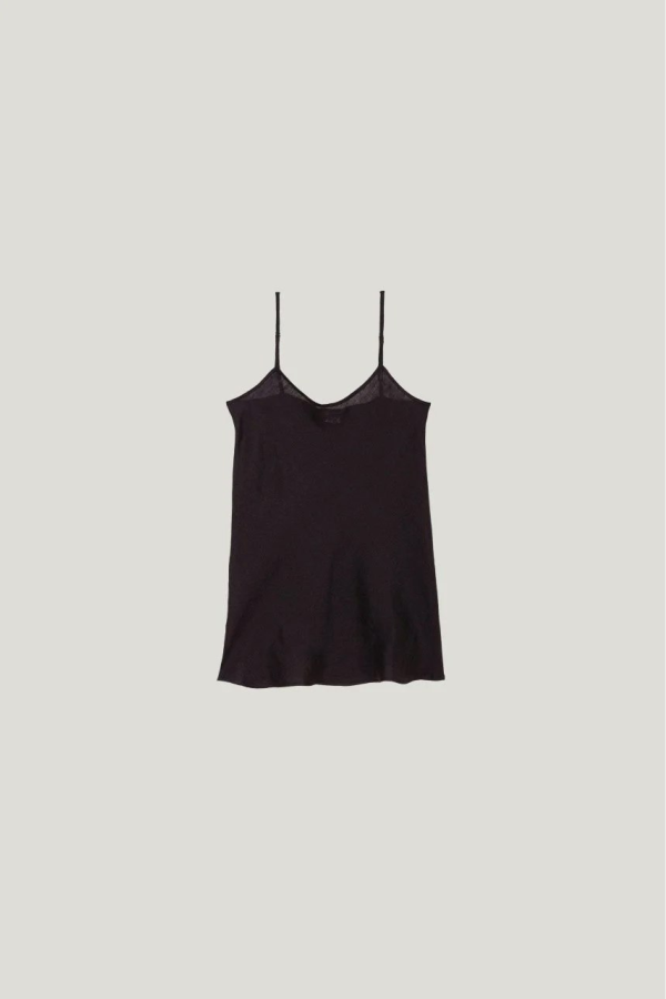 Baserange Dydine Sheer Linen Tank - Black