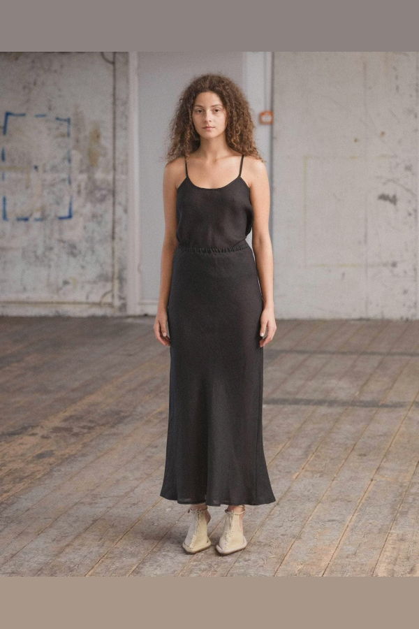 Baserange Dydine Sheer Linen Tank - Black