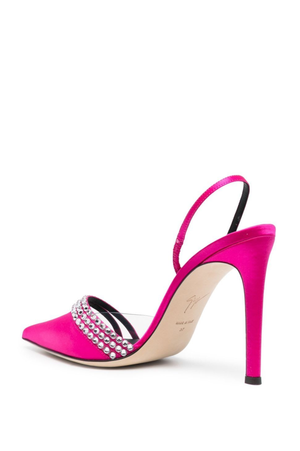 Giuseppe Zanotti Leather Crystals Mules Pumps - Fuchsia