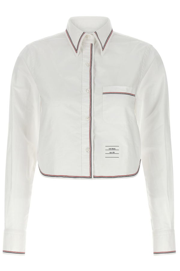 thom browne RWB Crop Tape Shirt - White