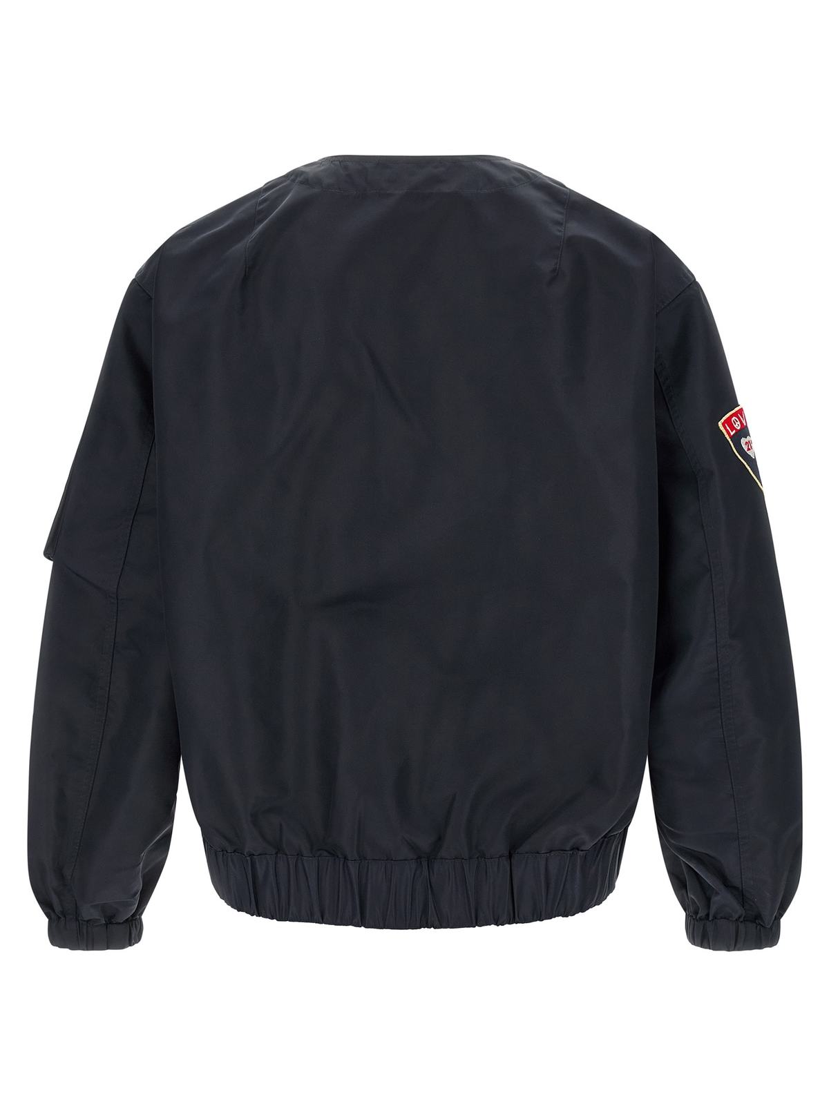 Kenzo Badges Collarless Bomber Jacket - Blue - Image 2 of 5