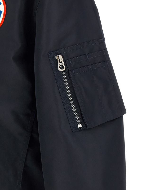 Kenzo Badges Collarless Bomber Jacket - Blue
