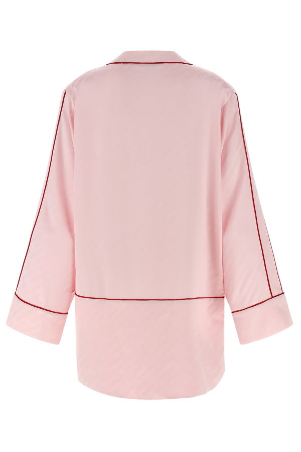 Off-White Jacquard Satin New Roxy Pajama Shirt - Pink