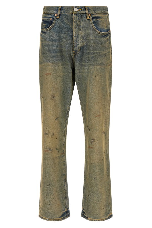 PURPLE P011 Dirty Oil Repair Jeans - Yellow