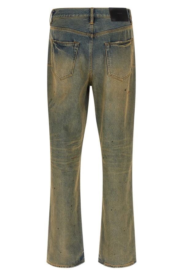 PURPLE P011 Dirty Oil Repair Jeans - Yellow