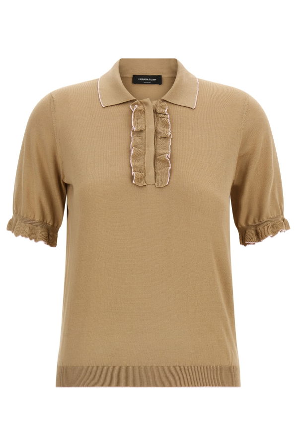 Fabiana Filippi Cotton Silk Polo Shirt - Beige