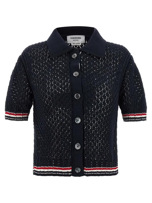 thom browne Hector Pointelle Polo Shirt - Blue