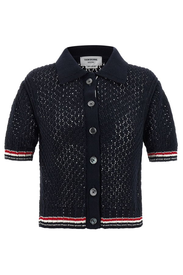 thom browne Hector Pointelle Polo Shirt - Blue