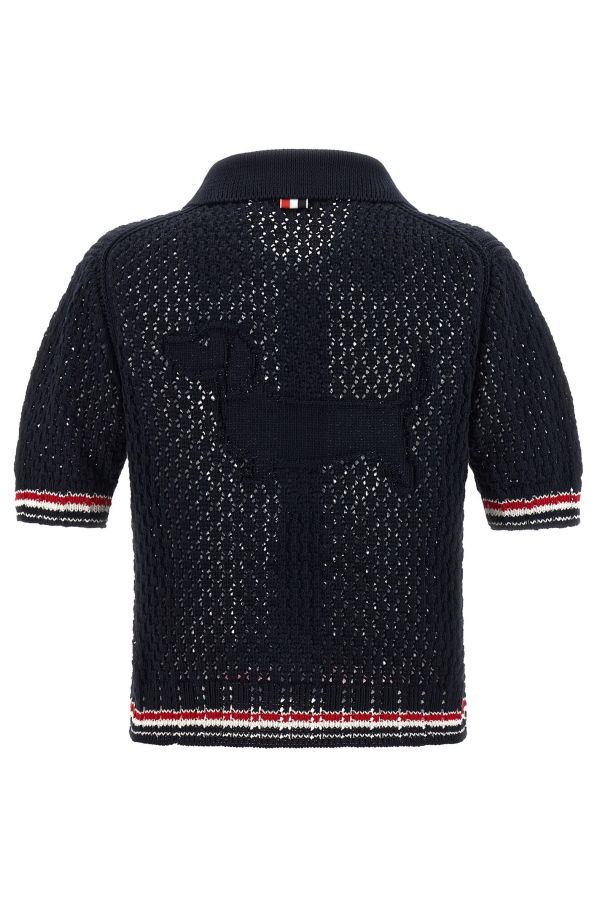 thom browne Hector Pointelle Polo Shirt - Blue