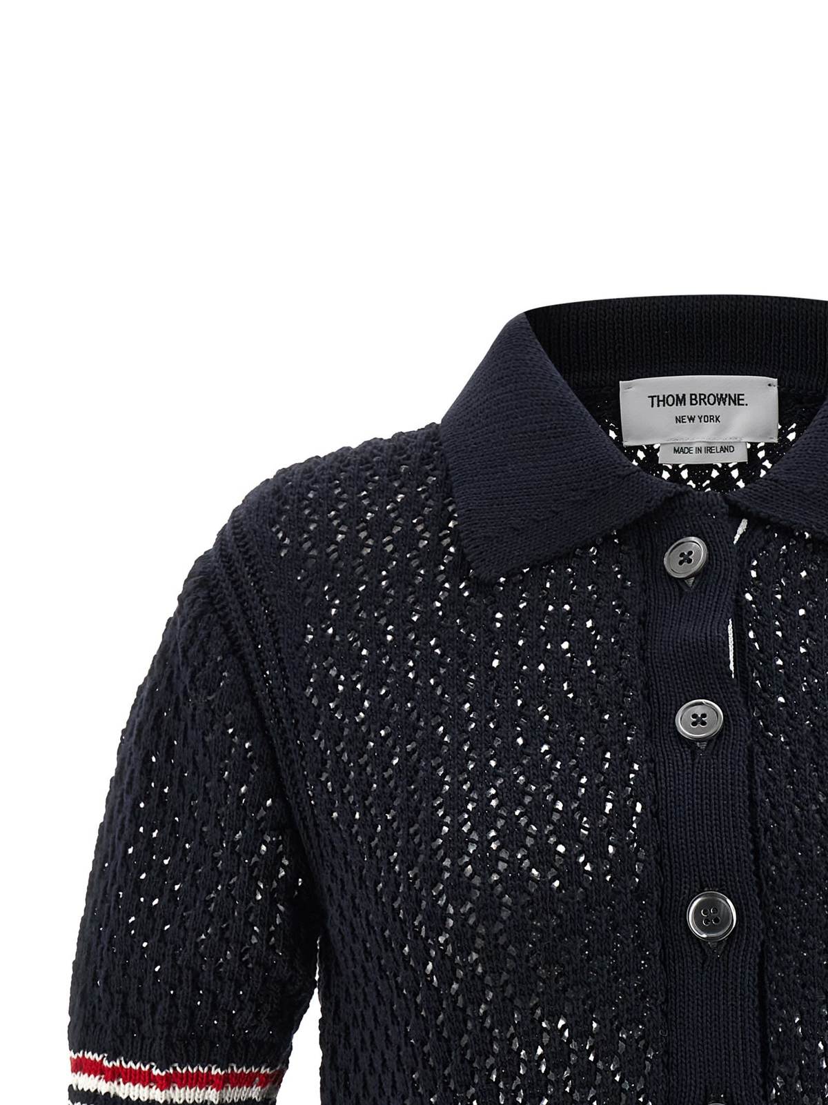 thom browne Hector Pointelle Polo Shirt - Blue - Image 3 of 4