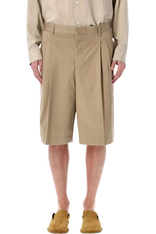 Ami Alexandre Mattiussi Ami Paris Cotton Wide Bermuda Shorts - Beige