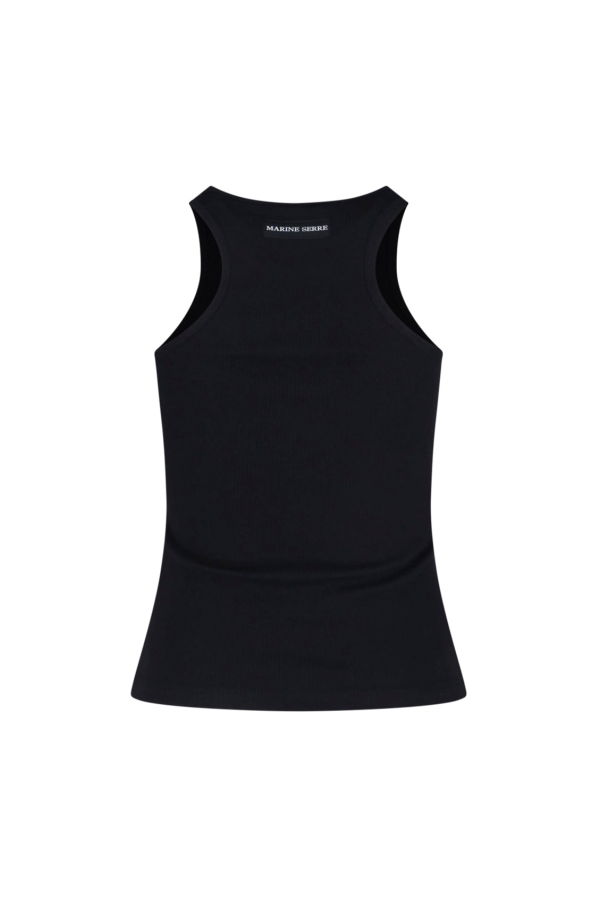 MARINE SERRE Ribbed Moon Tank Top - Black