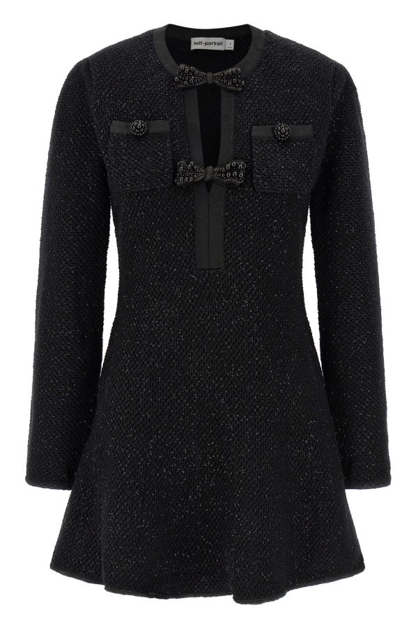 Self-Portrait Sequin Knit Mini Dress - Black