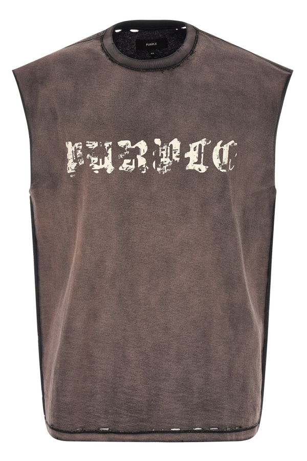 PURPLE Worn Gothic Tank Top - Black