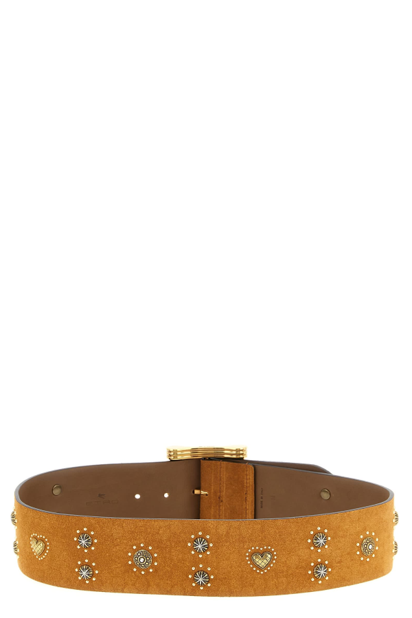 Etro Suede Studded Belt - Brown