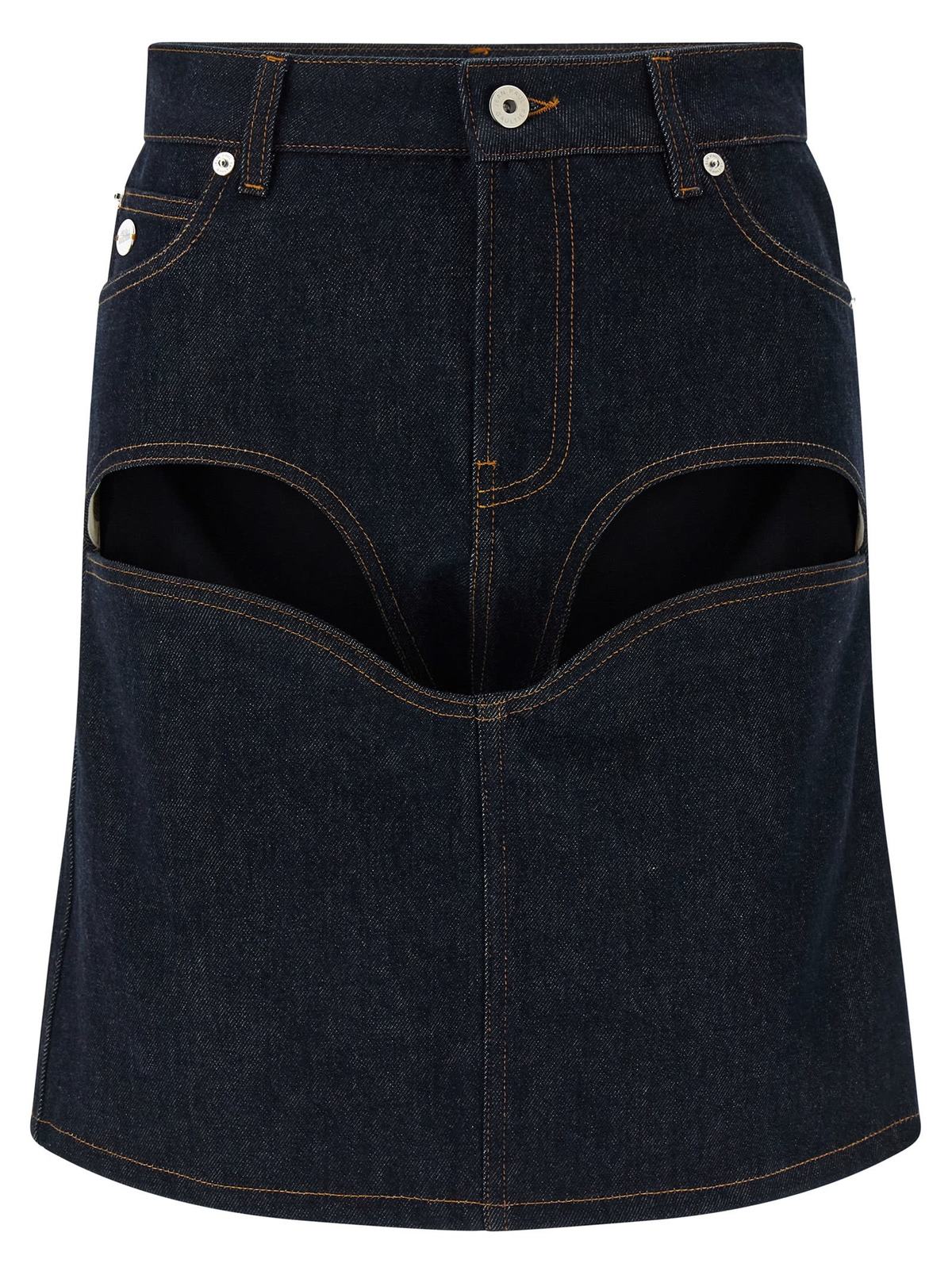 Jean Paul Gaultier Denim Mini Skirt With Cuts And Turn Up - Blue - Image 1 of 4