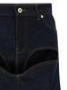 Jean Paul Gaultier Denim Mini Skirt With Cuts And Turn Up - Blue - Thumbnail 3