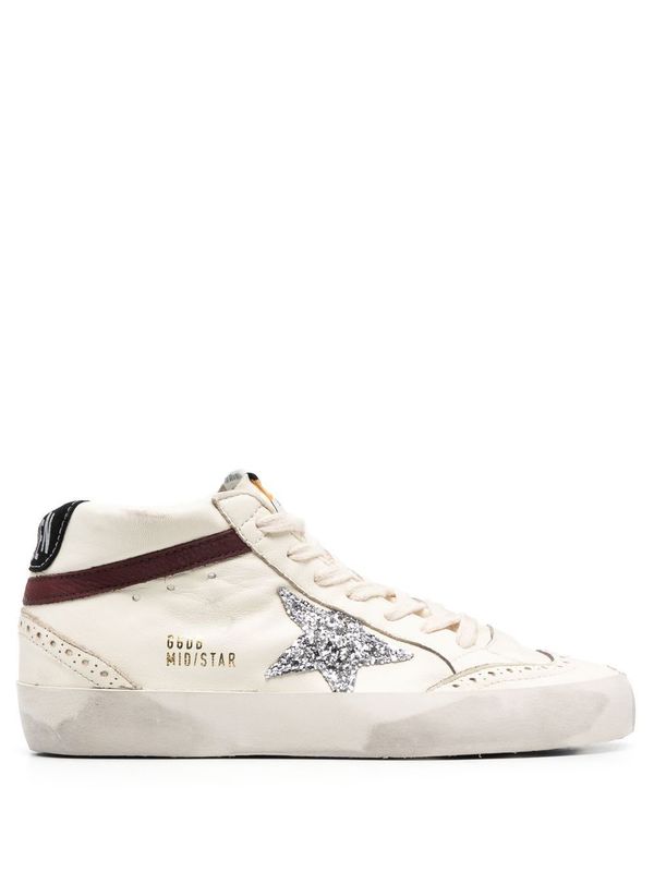 Golden Goose Mid Star Leather Sneakers - White