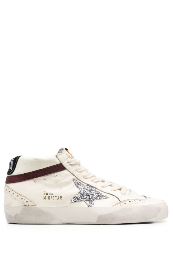 Golden Goose Mid Star Leather Sneakers - White