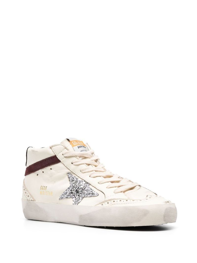Golden Goose Mid Star Leather Sneakers - White