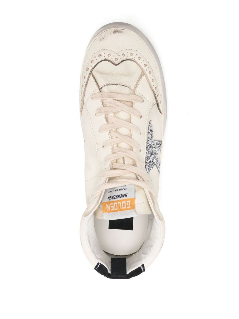 Golden Goose Mid Star Leather Sneakers - White