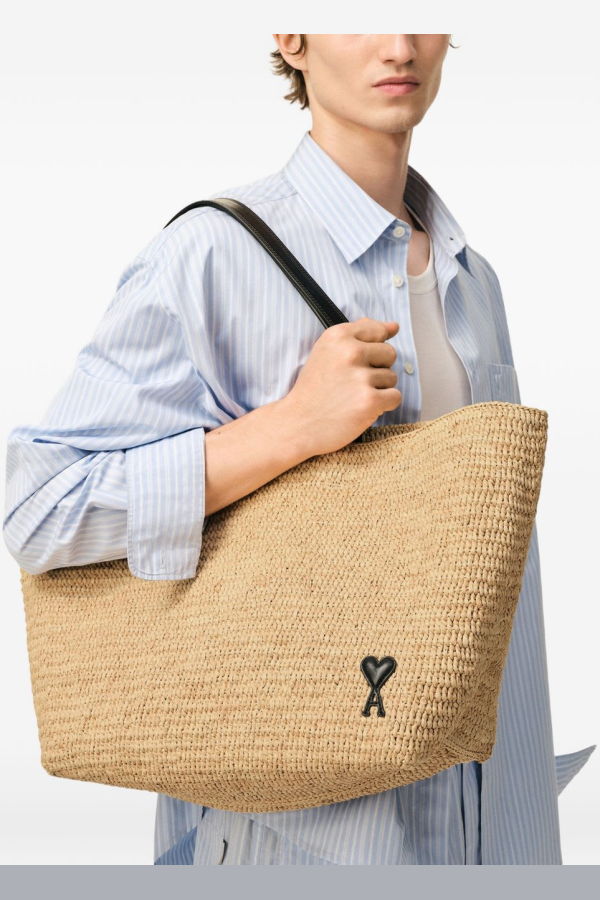 Ami Alexandre Mattiussi Raffia Tote Bag - Beige
