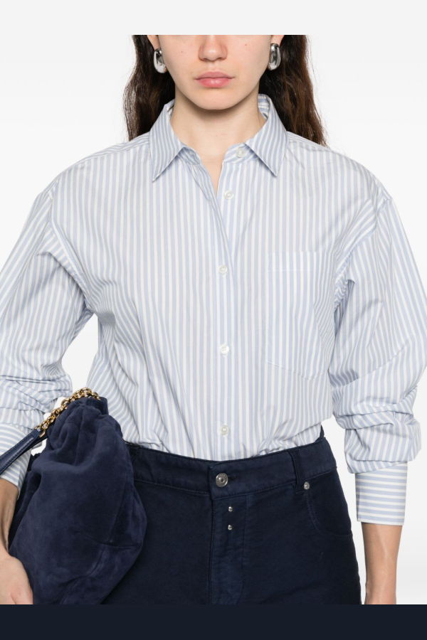 Woolrich Striped Cotton Shirt - Clear Blue