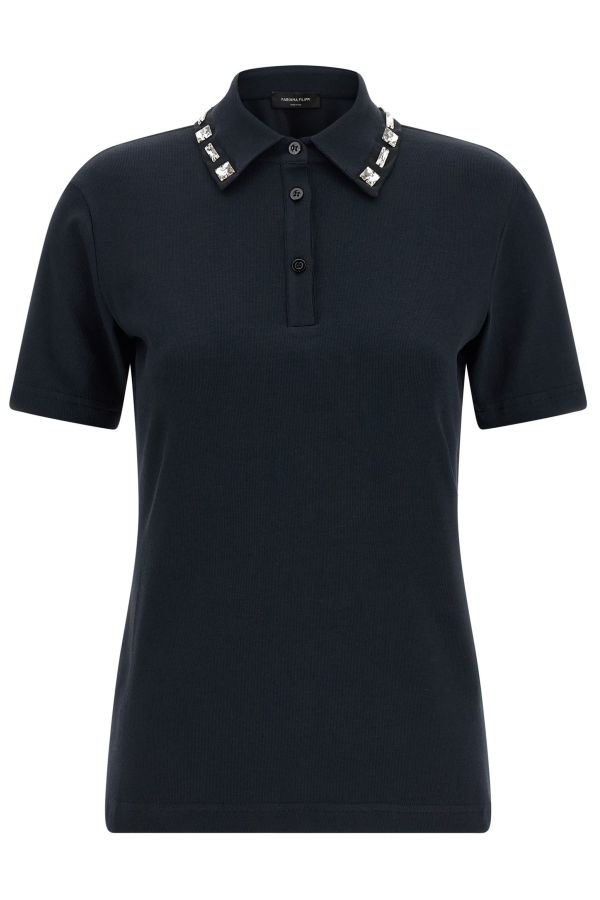 Fabiana Filippi Crystal Collar Polo Shirt - Blue
