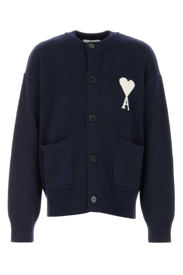 Ami Alexandre Mattiussi Wool Blend Cardigan - Navy Blue
