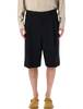 Ami Alexandre Mattiussi Ami Paris Wool Wide Bermuda Shorts - Black - Thumbnail 1