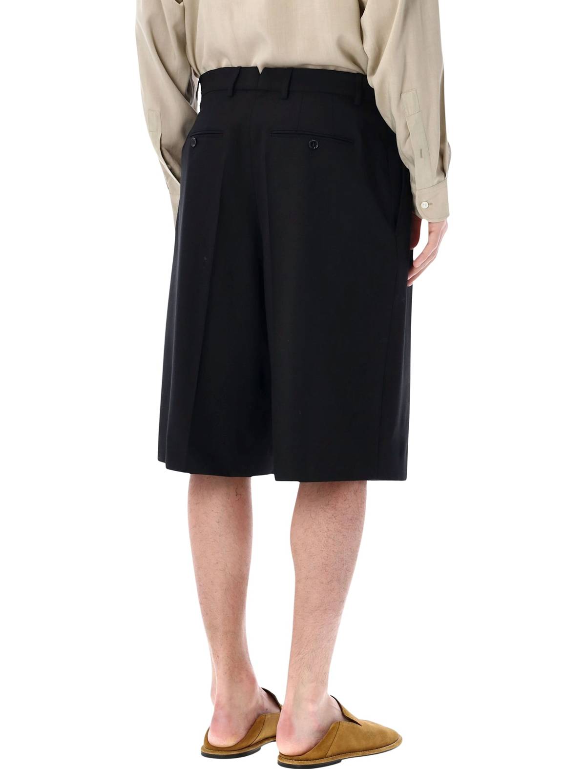 Ami Alexandre Mattiussi Ami Paris Wool Wide Bermuda Shorts - Black - Image 2 of 3